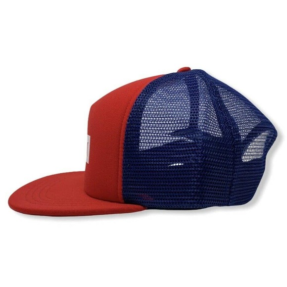 Hurley Men's One and Only Square Trucker Hat Cap - Red/Blue - Picture 3 of 5